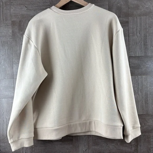 ZARA Women’s Light Beige Round Neck Sweatshirt Tricot Patch Pockets Size Medium - Picture 10 of 15